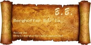 Berghoffer Béla névjegykártya